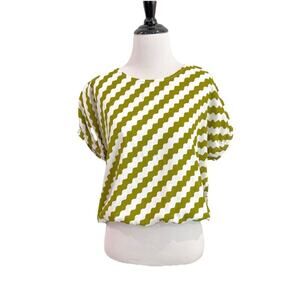 Anthropologie Graphic Blouse Women’s Size Medium Bold Green compania fantastica